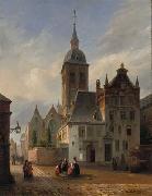 unknow artist On the sunlit church square oil painting reproduction